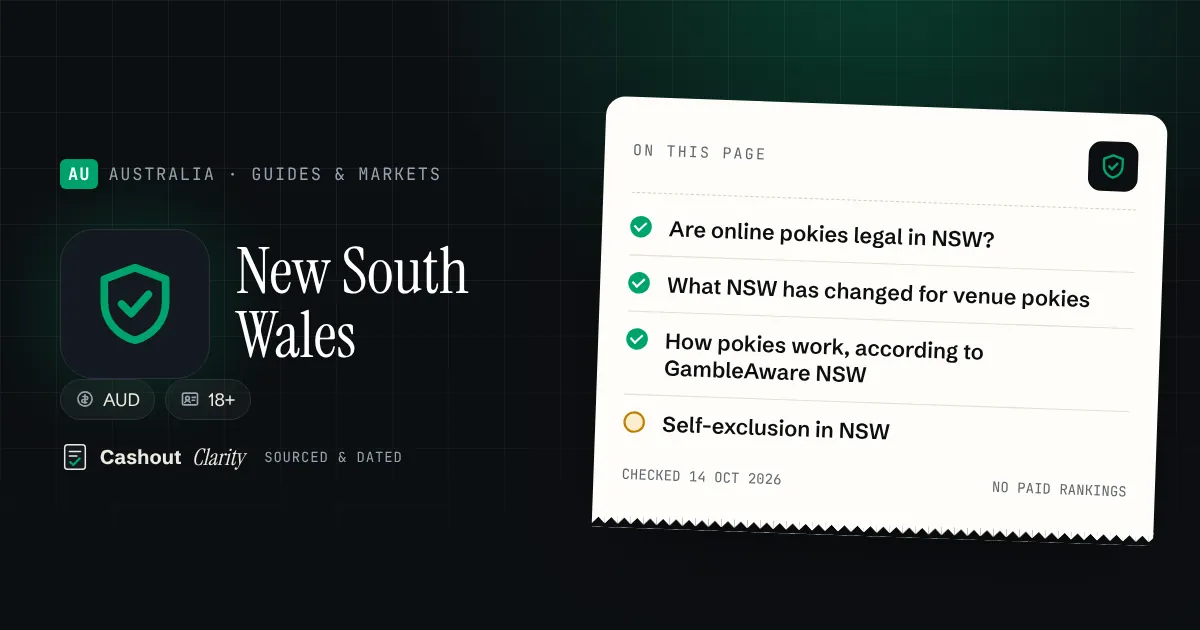 Online pokies in NSW: law, venue rules, help Online pokies in NSW: law, venue rules, help — illustration summarising this guide: Are online pokies legal in NSW?; What NSW has changed for venue pokies; How pokies work, according to GambleAware NSW; Self-exclusion in NSW