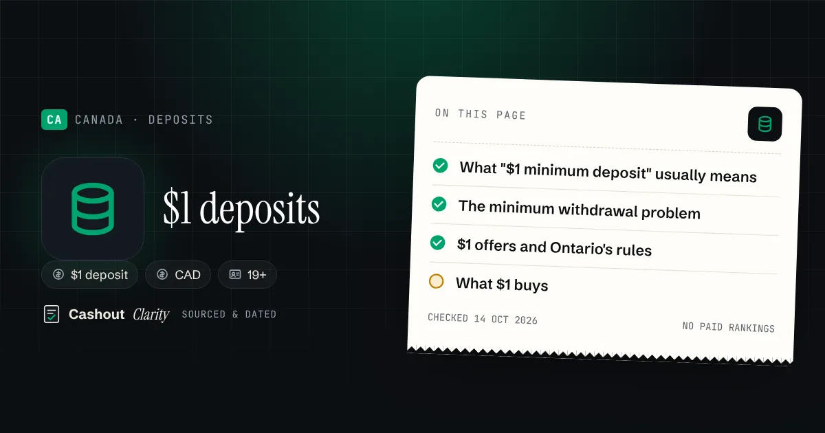 $1 minimum deposit casinos in Canada: the real costs — illustration summarising this guide: What "$1 minimum deposit" usually means; The minimum withdrawal problem; $1 offers and Ontario's rules; What $1 buys