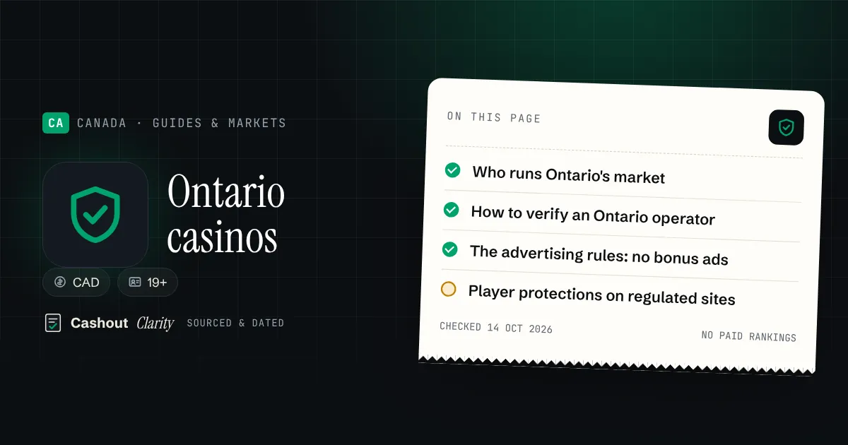 Best online casinos in Ontario: how to verify a site Best online casinos in Ontario: how to verify a site — illustration summarising this guide: Who runs Ontario's market; How to verify an Ontario operator; The advertising rules: no bonus ads; Player protections on regulated sites